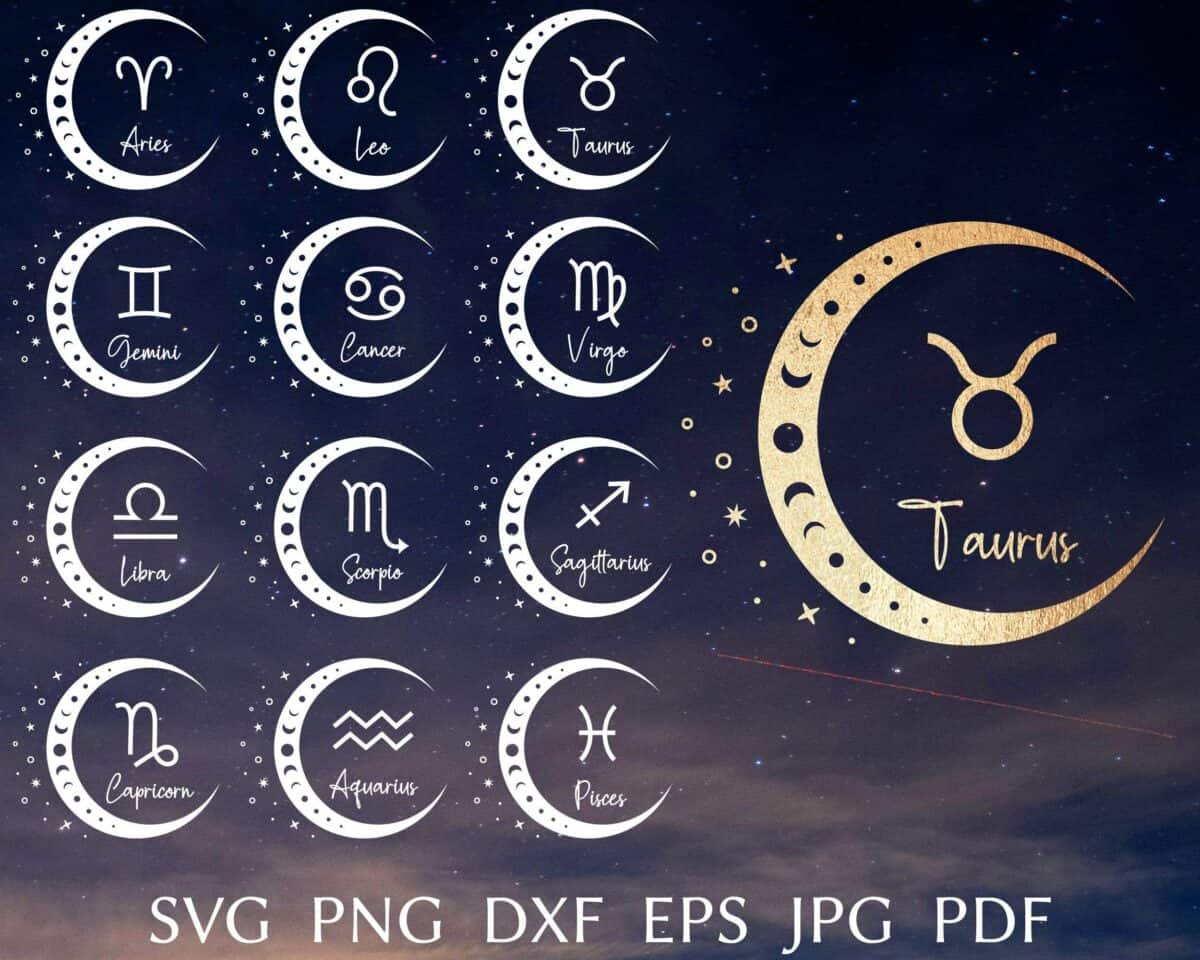 zodiac svg bundle zodiac sign svg cut file for cricut astrology svg dg1fv