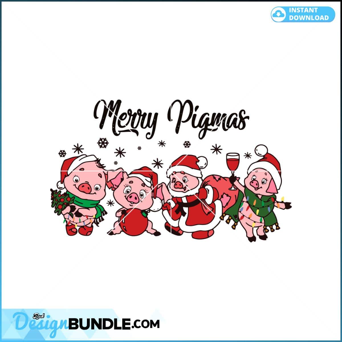 Funny Christmas Farm Animals Merry Pigmas Svg Instant Download