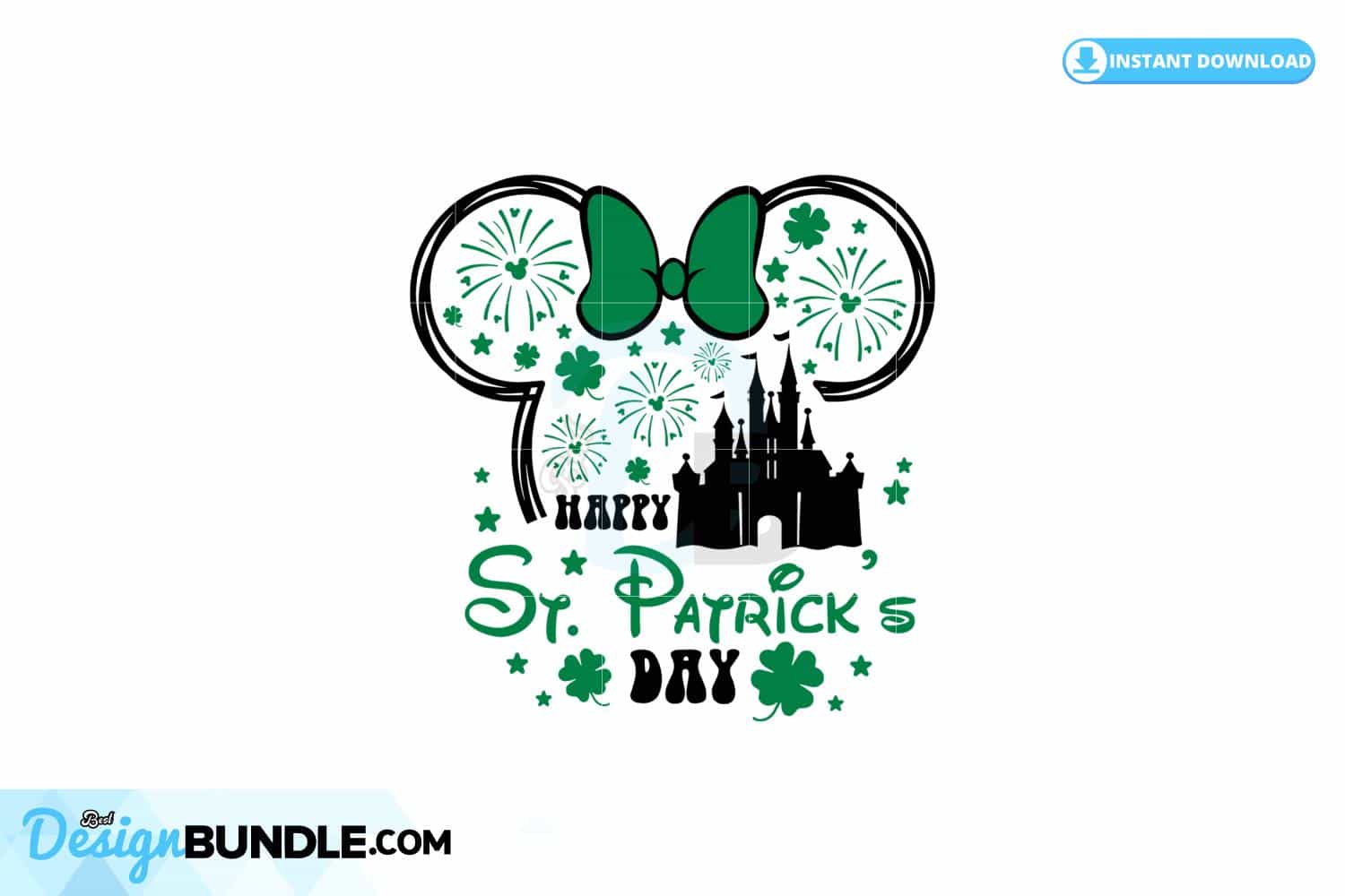 Happy St Patricks Day Minnie Head Castle SVG Instant Download