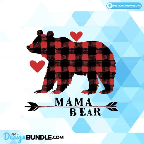 mama-plaid-bear-sublimation-clipart-png