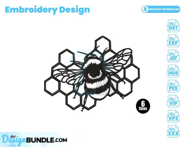 honeycomb-bee-embroidery-design