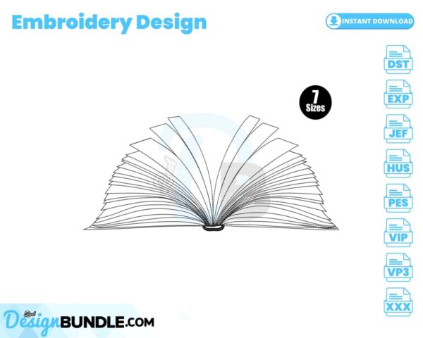 open-book-embroidery-design