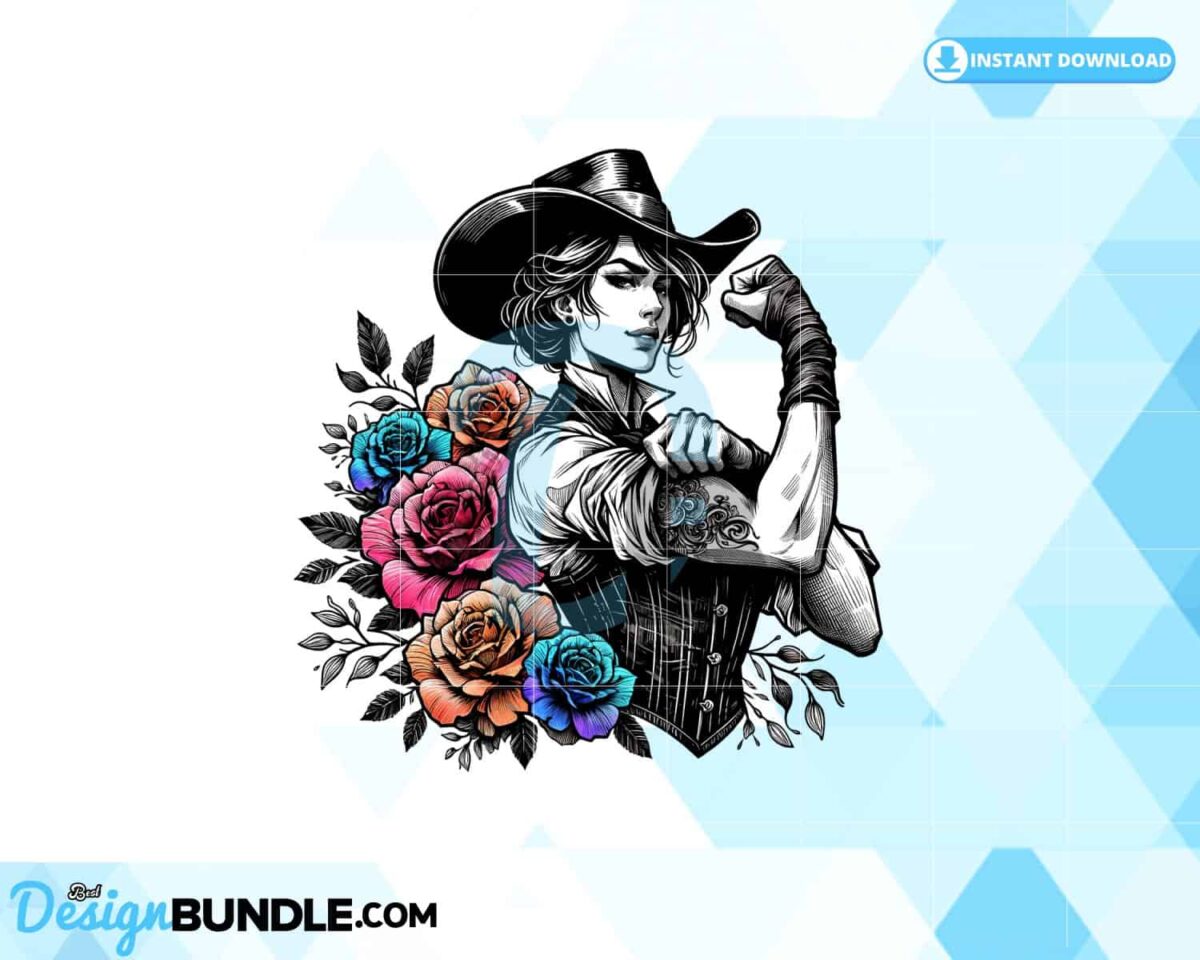 strong-woman-cowgirl-sublimation-png