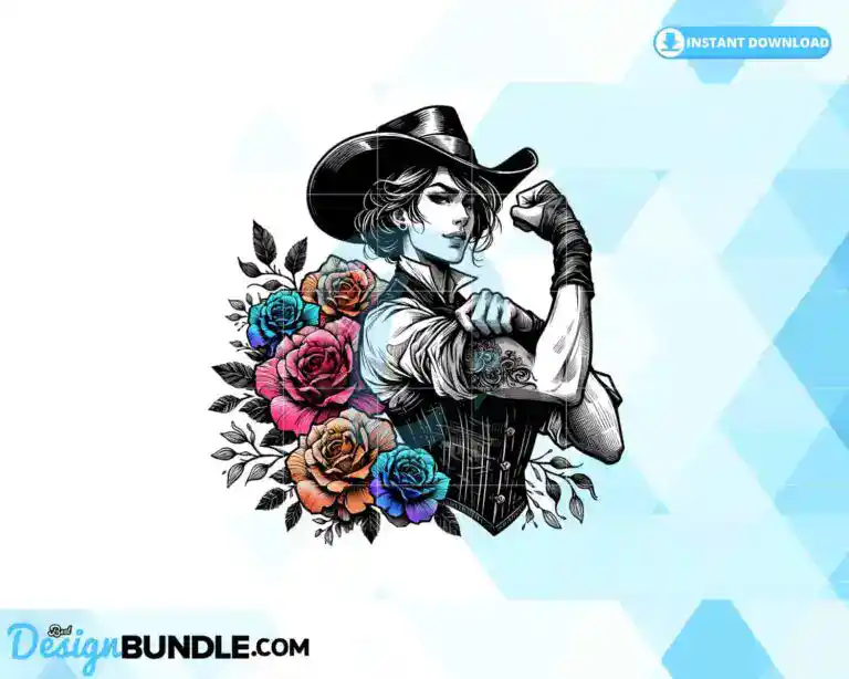 strong-woman-cowgirl-sublimation-png