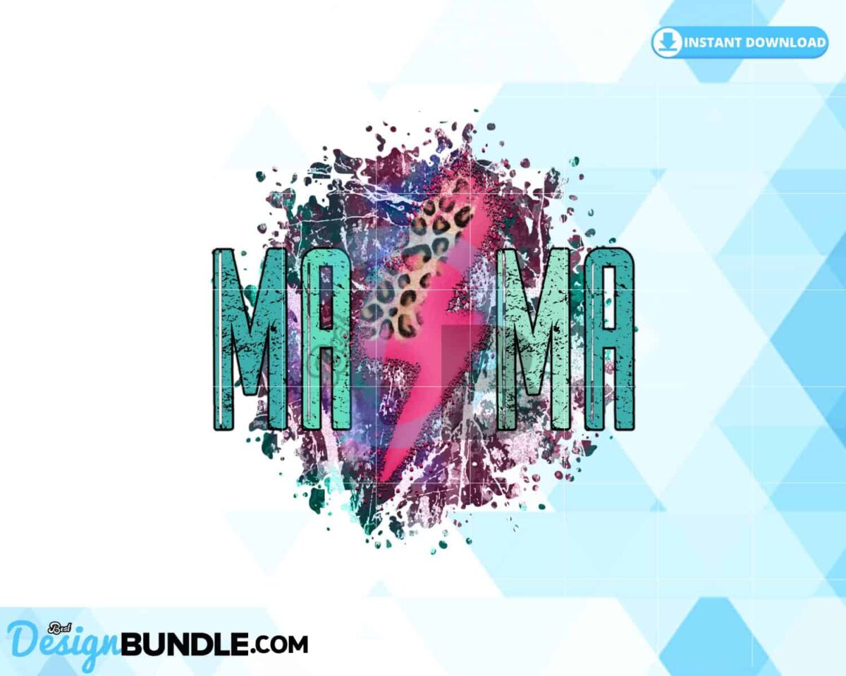 mama-lightning-bolt-pink-grunge-colorful