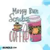 messy-bun-coffee-scrubs-nurse-png