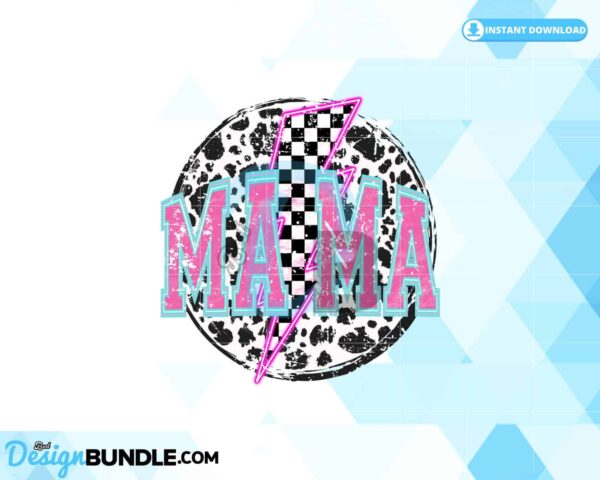 mama-checkered-grunge-lightning-bolt-cow