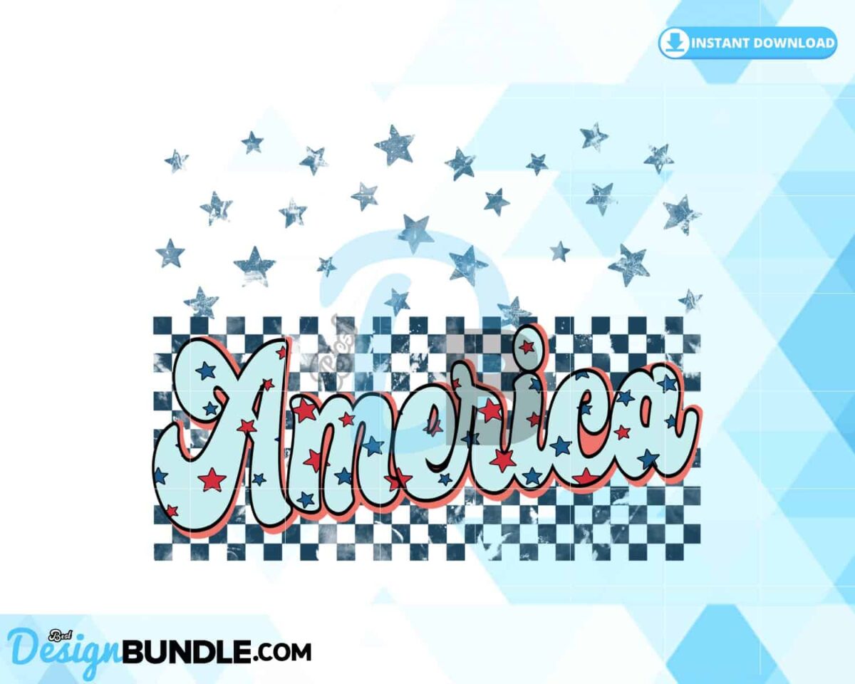 america-vibes-retro-checkered-stars-png