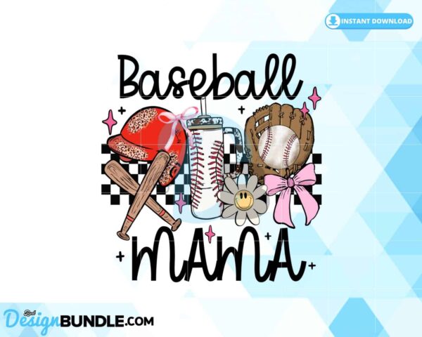 baseball-mama-groovy-retro-checkered-png