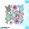 Boho Easter Bunny Cute Flowers Retro PNG boho-easter-bunny-cute-flowers-retro-png