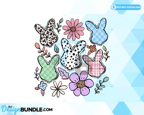 boho-easter-bunny-cute-flowers-retro-png