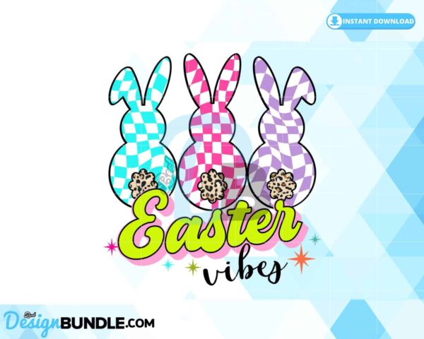 easter-bunny-trio-checkered-colorful-png