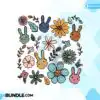 Boho Easter Bunny Cute Flowers Retro PNG boho-easter-bunny-cute-flowers-retro-png