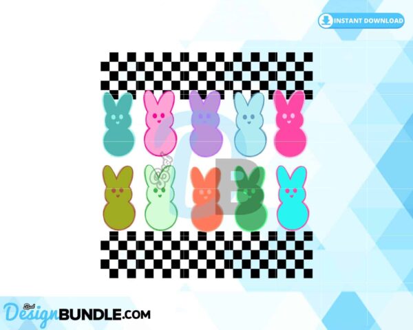 colorful-easter-bunny-checkered-png