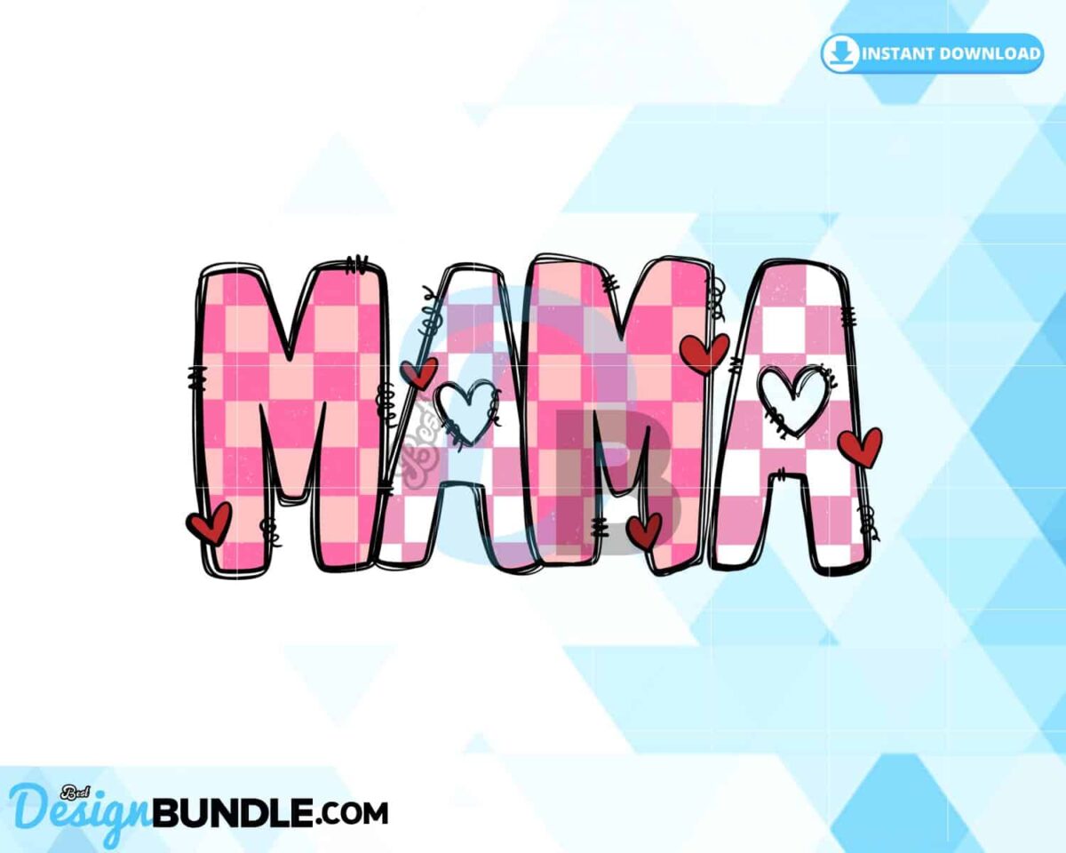 mama-checkered-pink-valentine-doodle-png