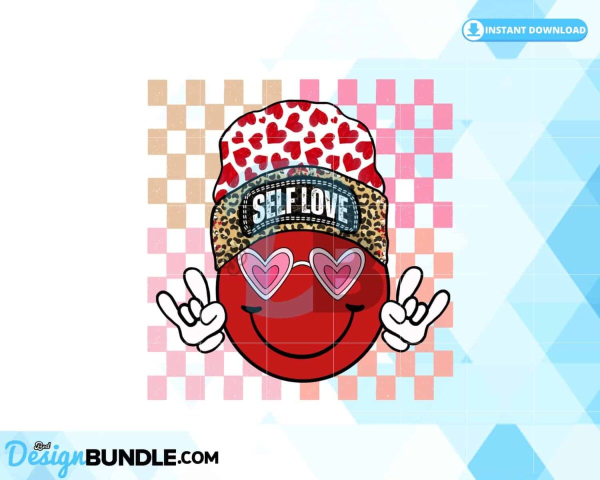 self-love-valentine-retro-checkered-png