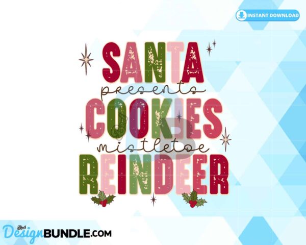 santa-mistletoe-reindeer-retro-christmas