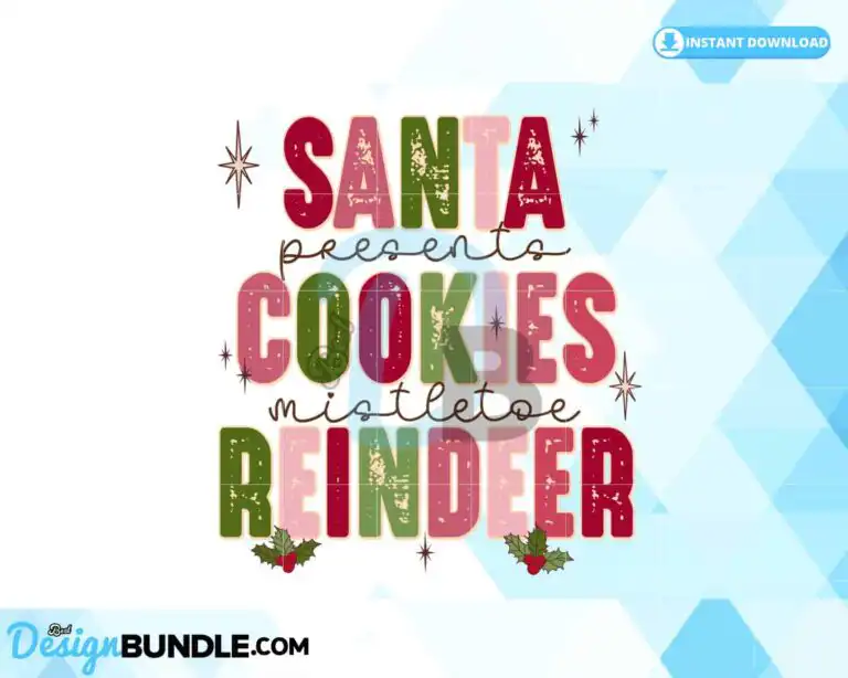 santa-mistletoe-reindeer-retro-christmas