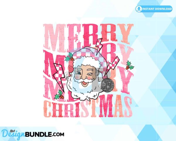 merry-christmas-retro-pink-santa-claus