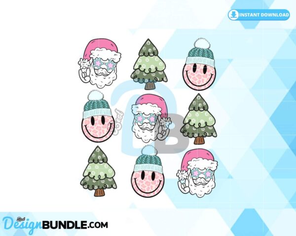 retro-merry-christmas-tree-santa-cute