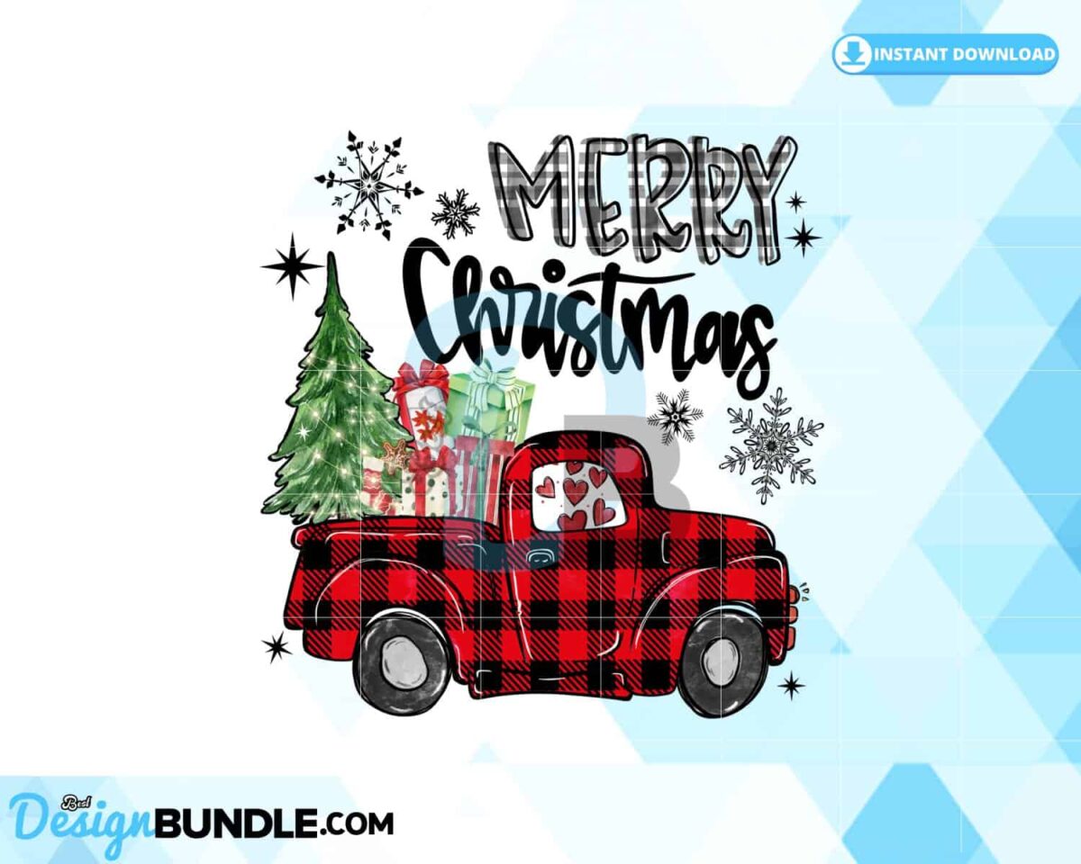 merry-christmas-tree-plaid-red-truck-png