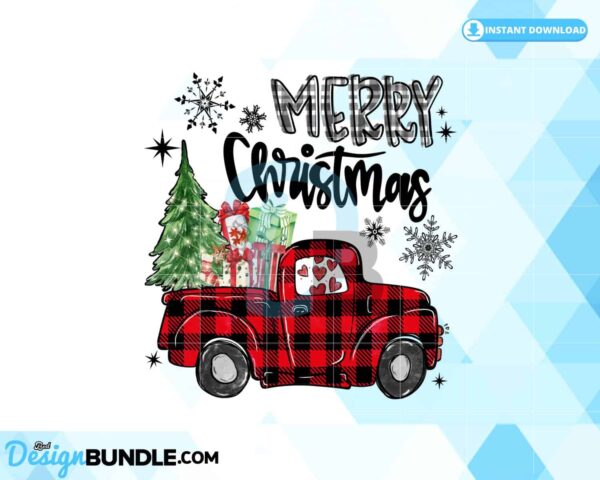 merry-christmas-tree-plaid-red-truck-png