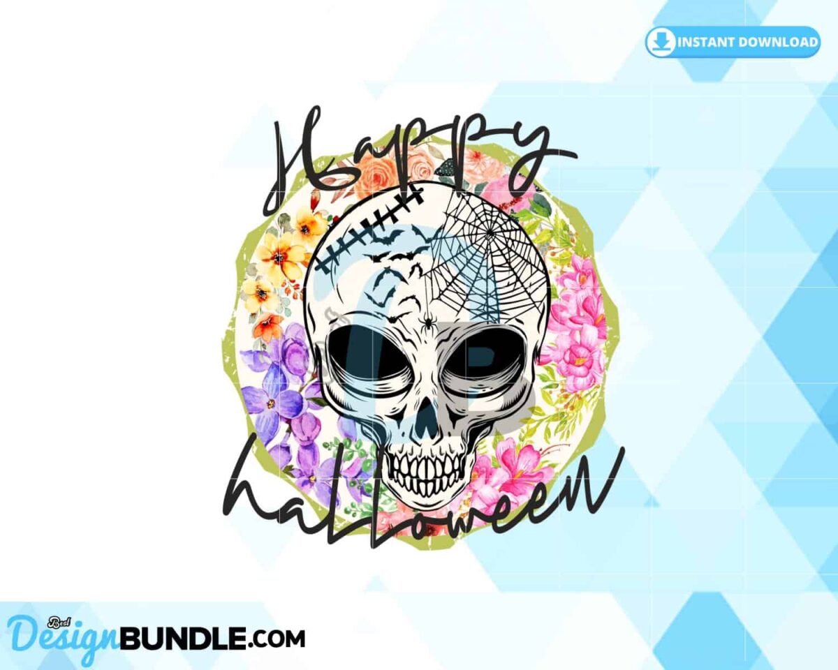 skeleton-happy-halloween-flowers-print