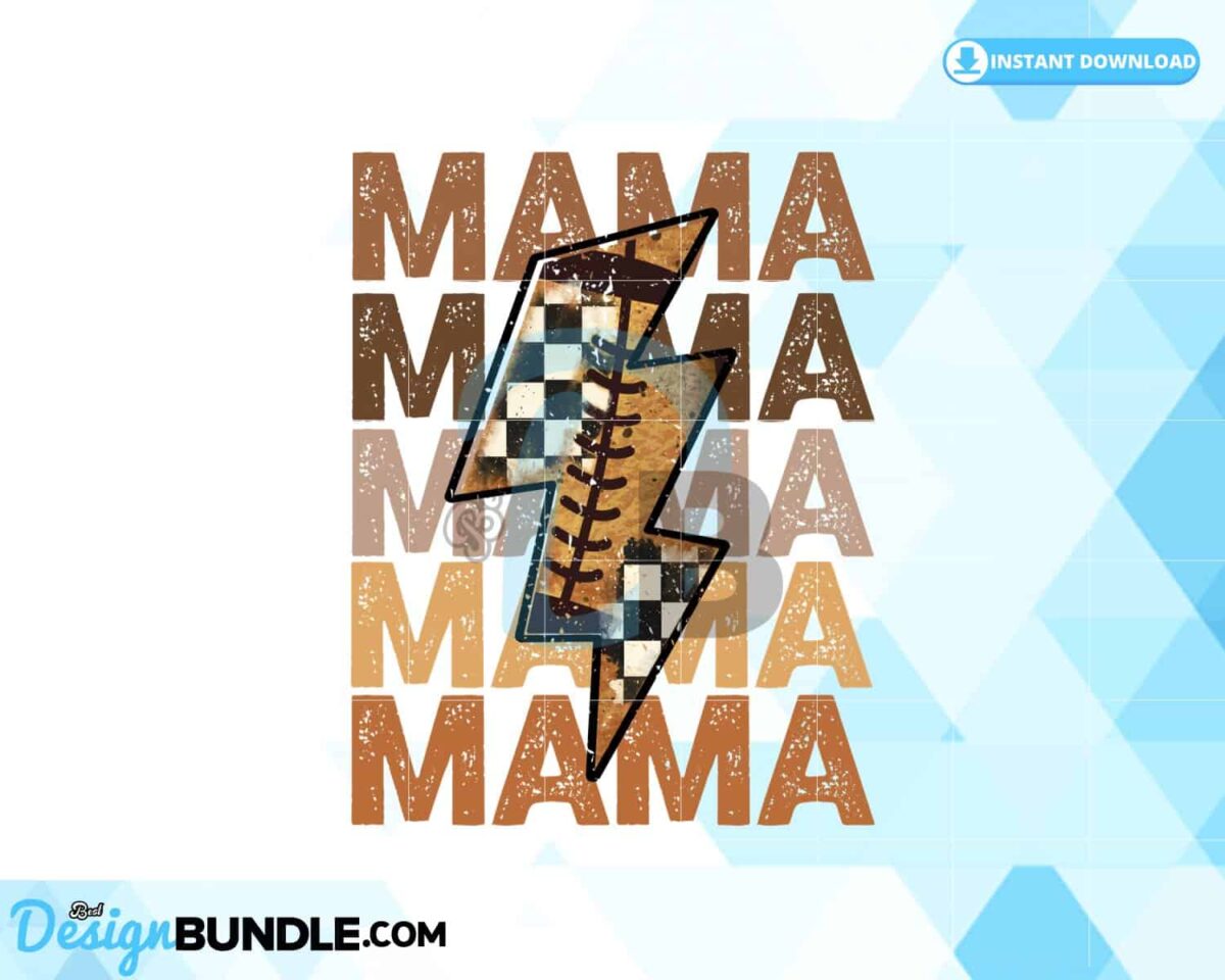 football-mama-stacked-lightning-bolt-png