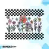 Retro Wildflowers Doodle Checkered PNG retro-wildflowers-doodle-checkered-png