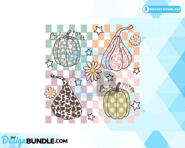 retro-pumpkin-season-checkered-png