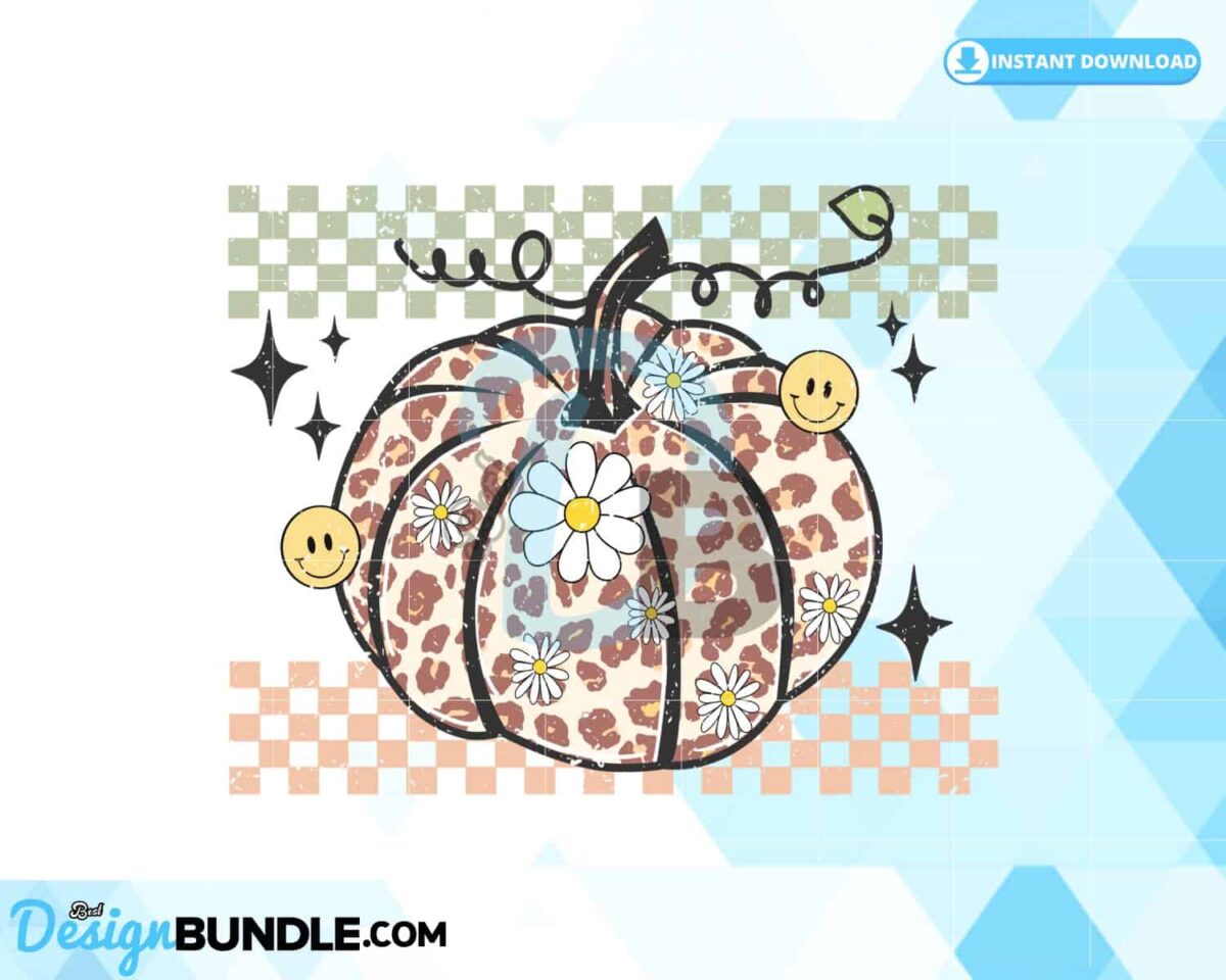 retro-pumpkin-season-checkered-png