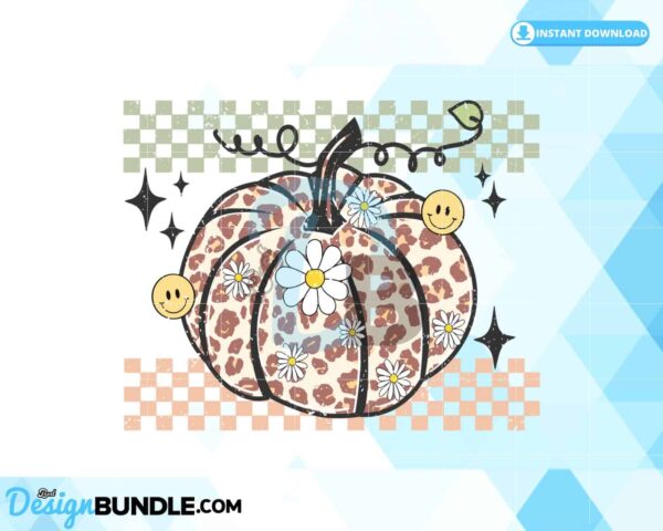 retro-pumpkin-season-checkered-png