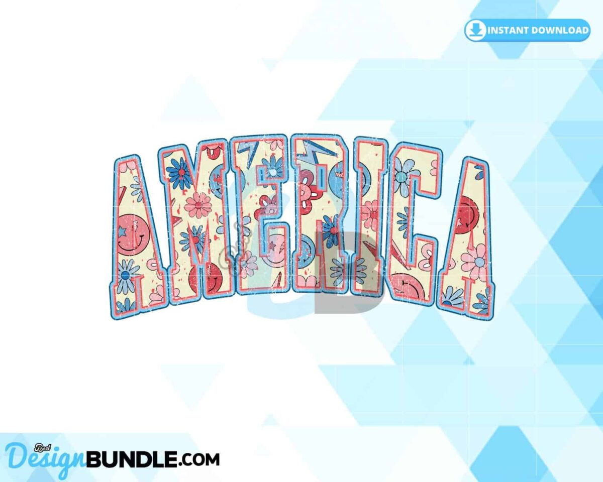 america-retro-flower-sublimation