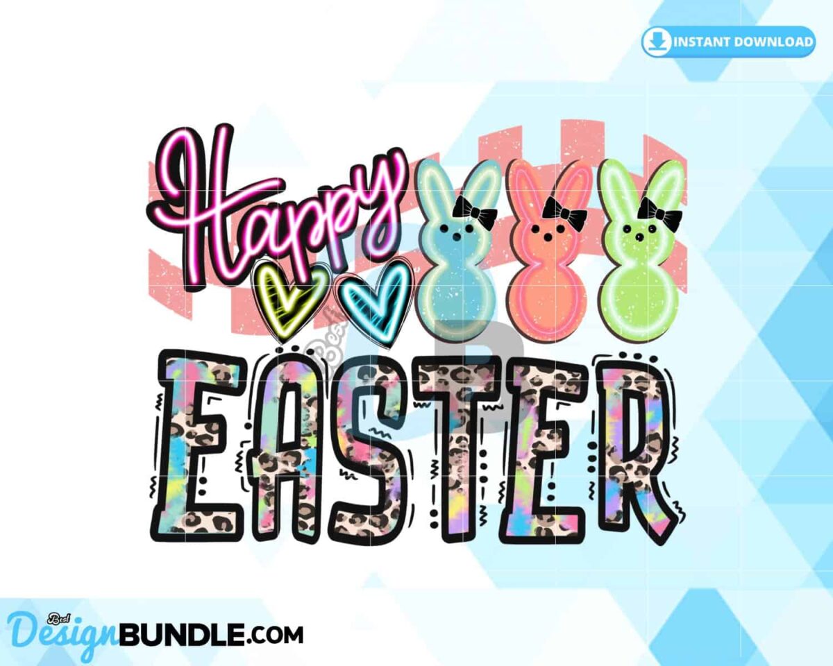 checkered-happy-easter-bunny-retro-png