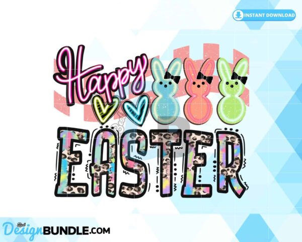 checkered-happy-easter-bunny-retro-png