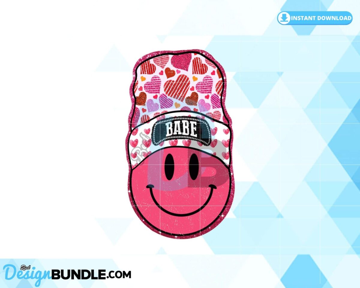 smiley-face-beanie-retro-babe-png