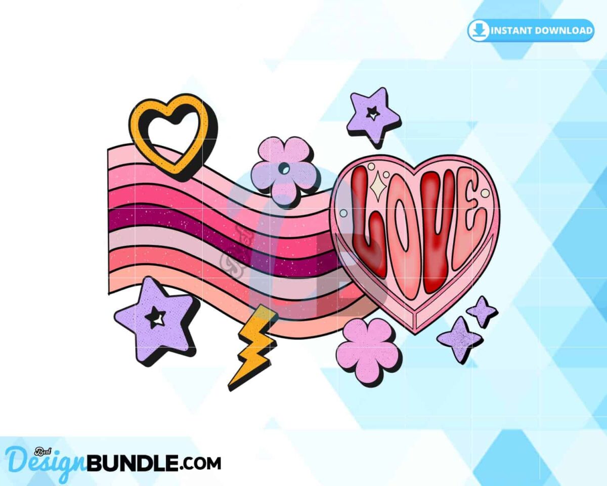 love-valentine-rainbow-retro-groovy-png