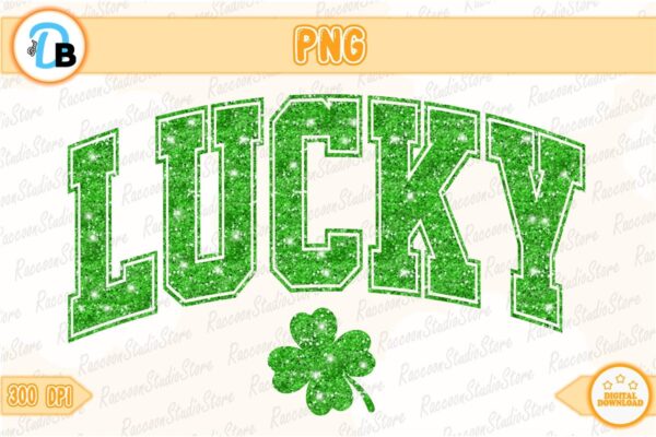 lucky-st-patricks-day-png-faux-glitter-instant-download