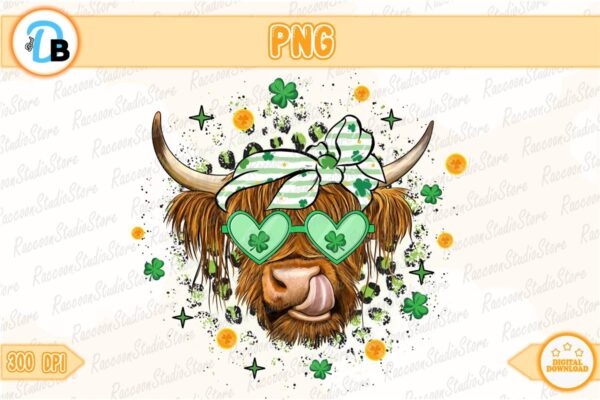 st-patricks-day-highland-cow-cartoon-instant-download