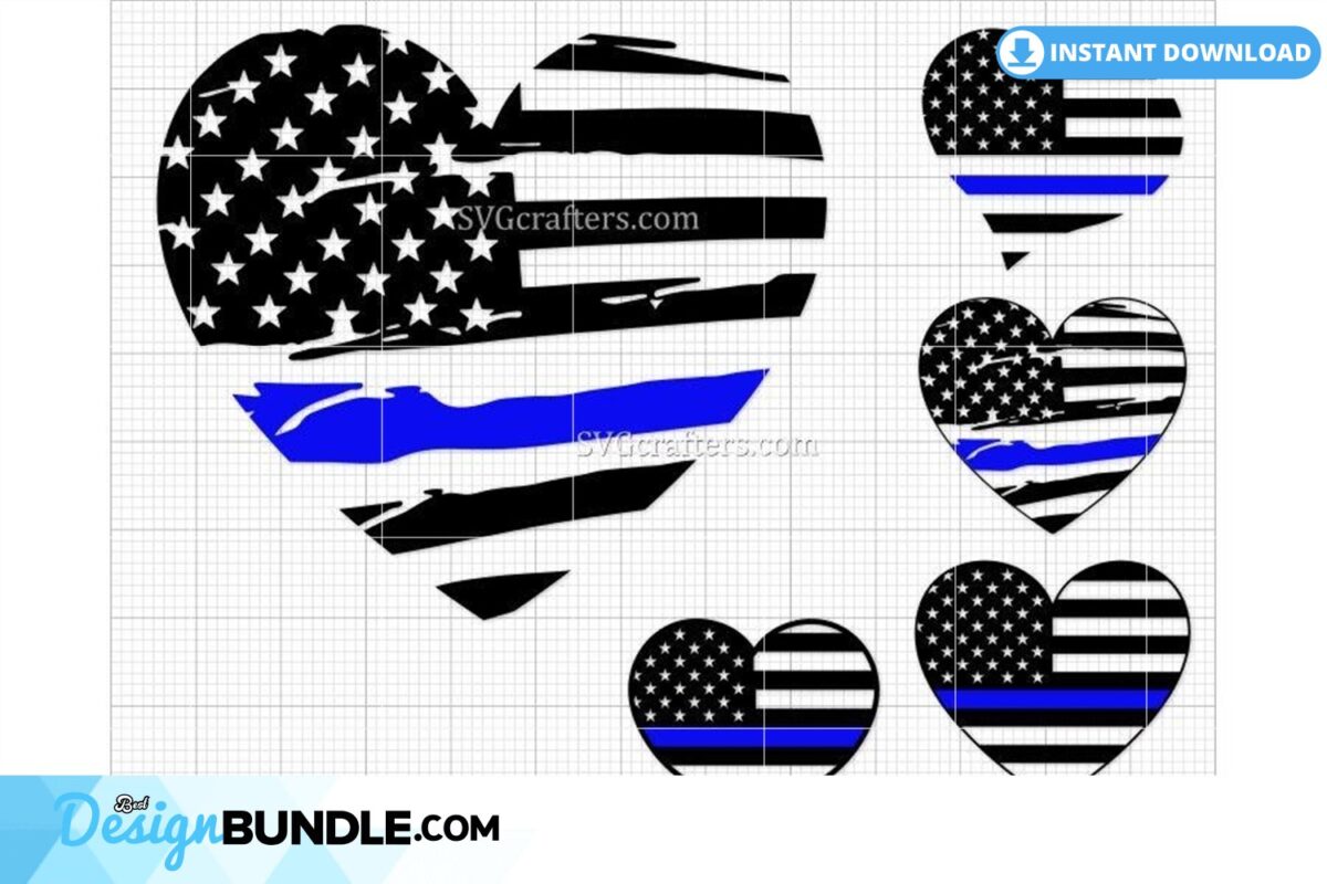 police-heart-svg-heart-blue-line-svg