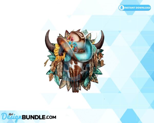 bull-skull-sublimation-western-png