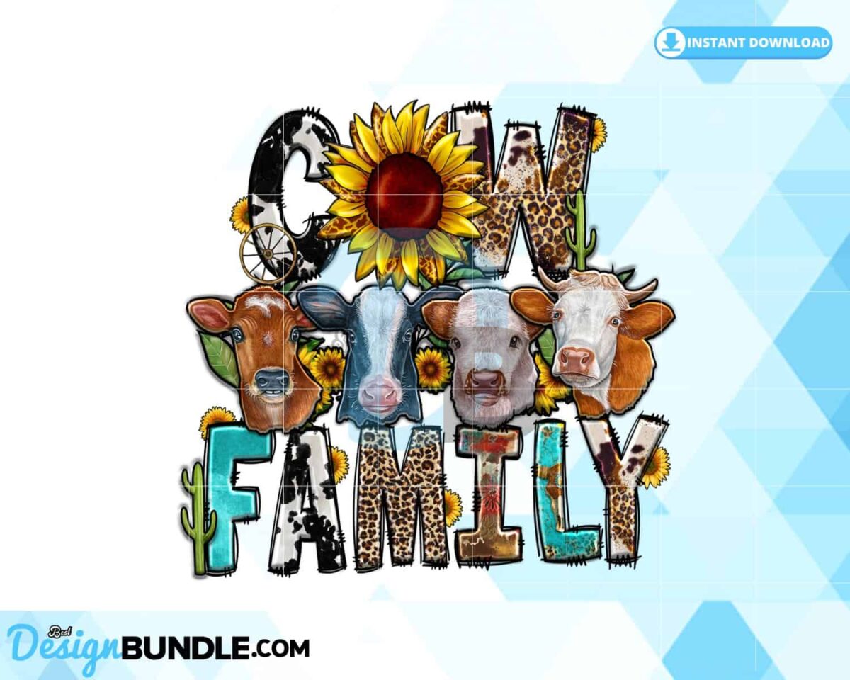 western-sublimation-cow-png-cow-family