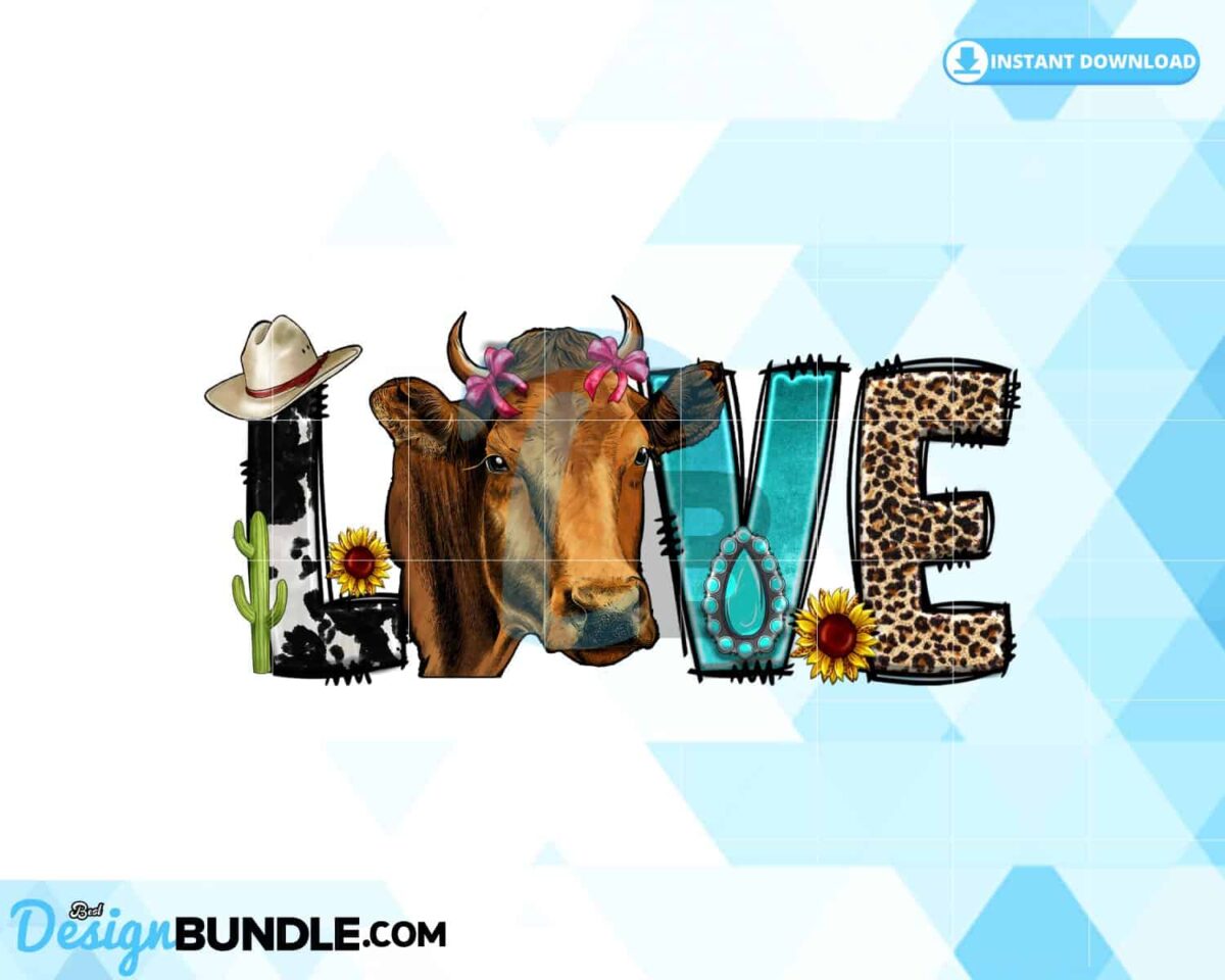 love-sublimation-cow-png-western-png
