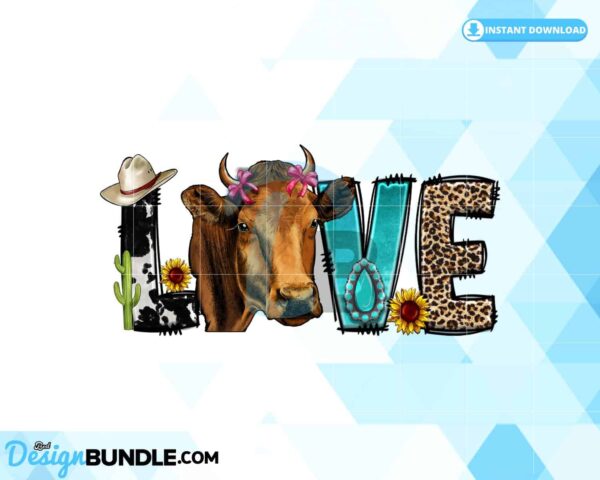 love-sublimation-cow-png-western-png
