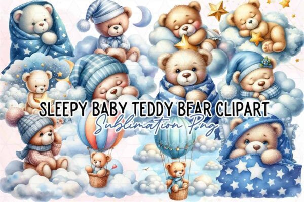 adorable-sleepy-baby-teddy-bear-clipart