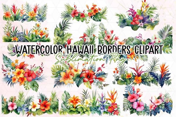 watercolor-hawaii-borders-clipart-png