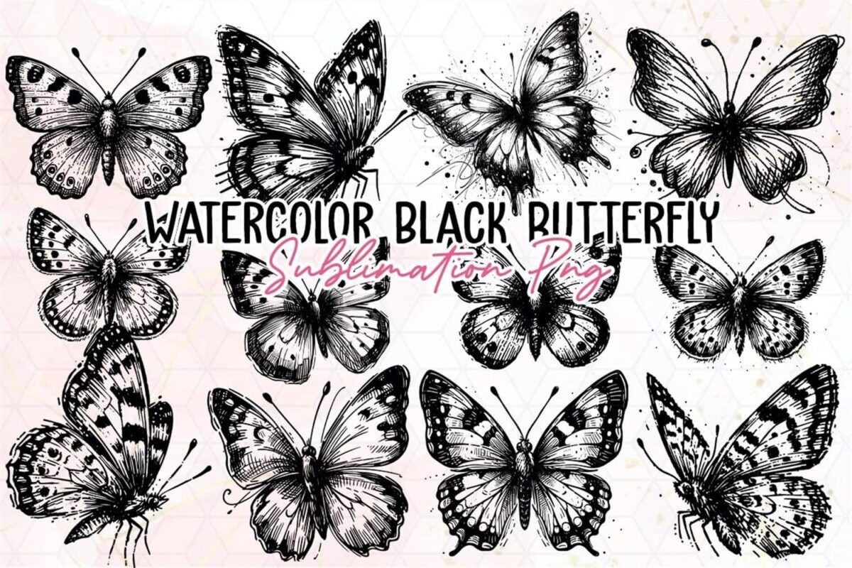 watercolor-black-butterfly-clipart-png