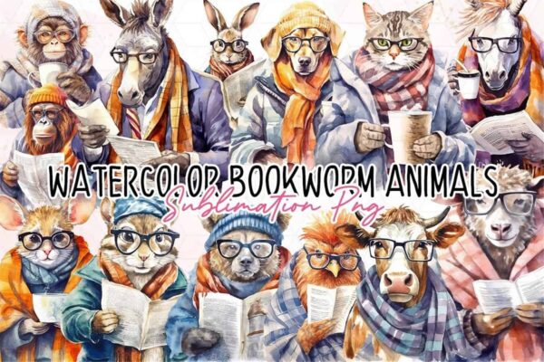 watercolor-bookworm-animals-clipart-png