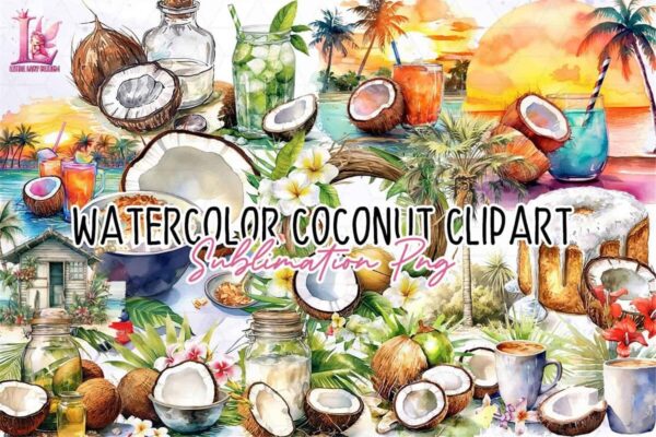 watercolor-coconut-clipart-png-graphics