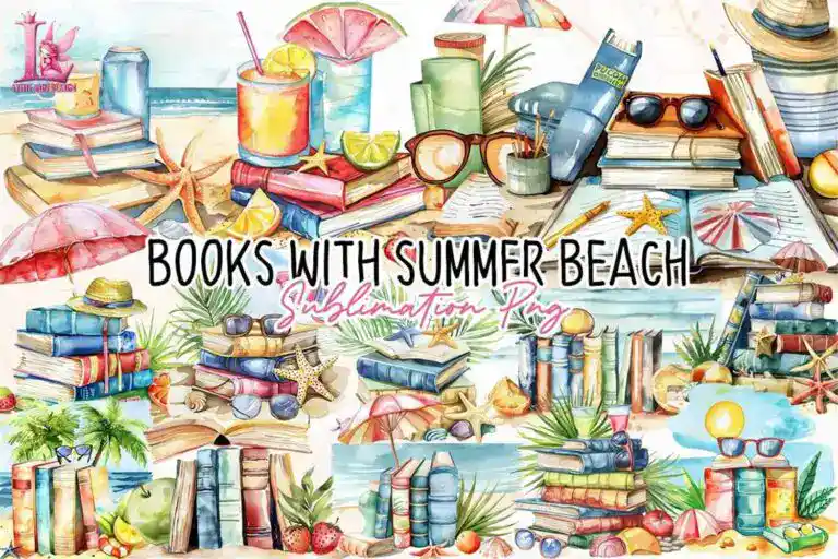 books-with-summer-beach-clipart-png